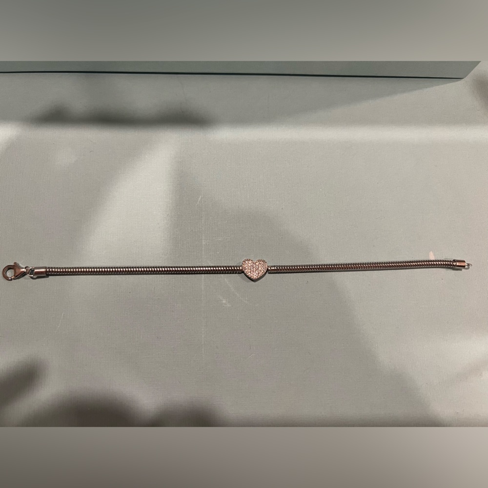 Sterling Silver Pave Heart Bracelet